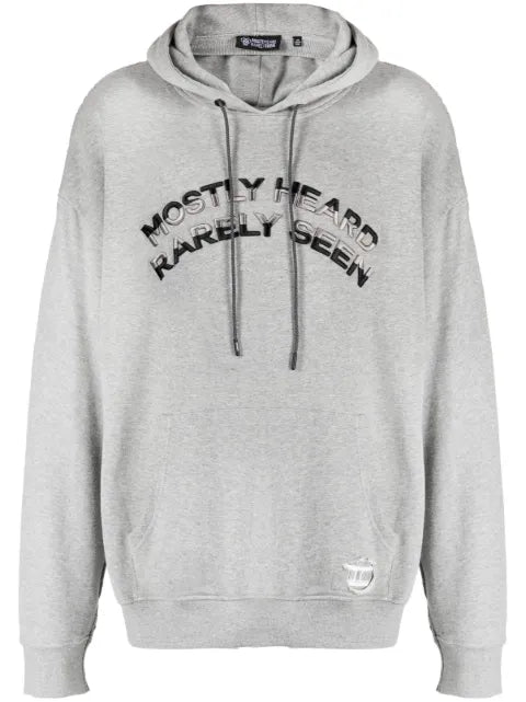Mostly Heard Rarely Seen logo-embroidered hybrid cotton hoodie