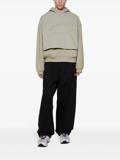 FEAR OF GOD ESSENTIALS layered logo-print fleece hoodie