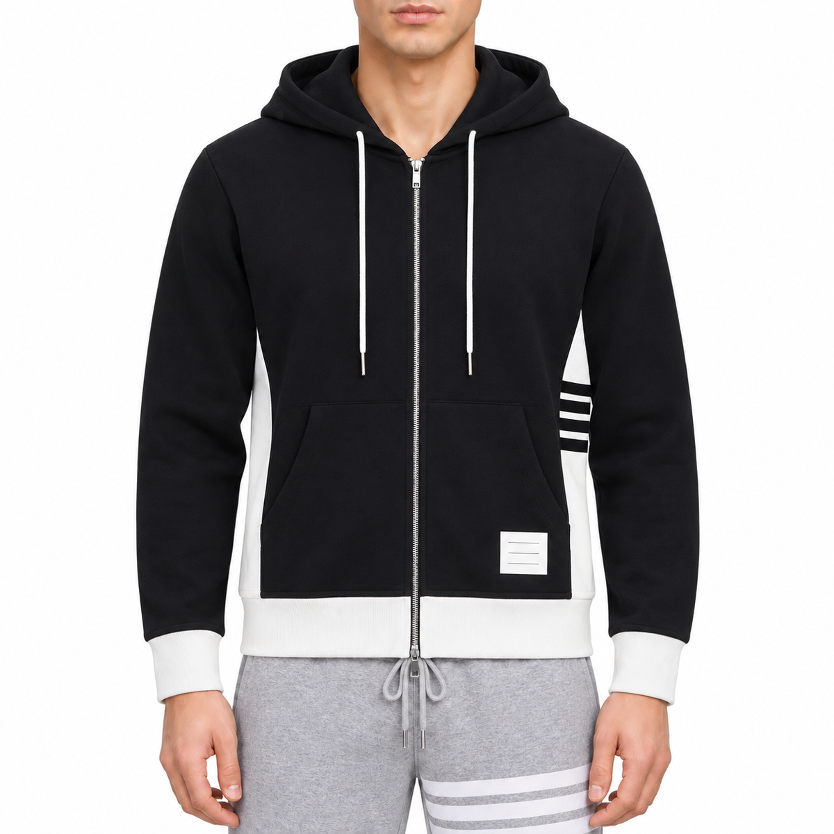 Colorblock Four-Bar Hoodie | Thom Browne