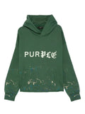 Purple Brand logo-print splatter-effect hoodie