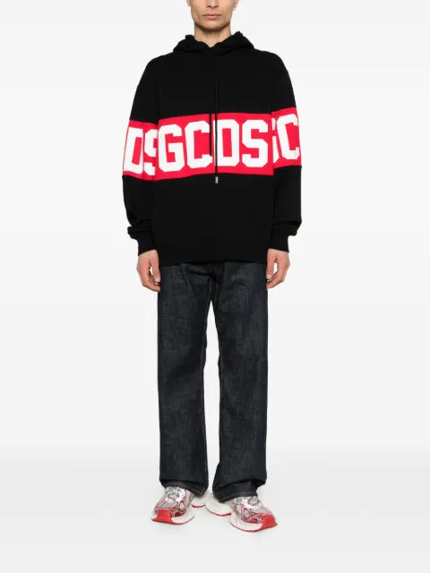 GCDS logo-stripe hoodie