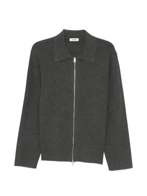 SANDRO zipped viscose knit cardigan