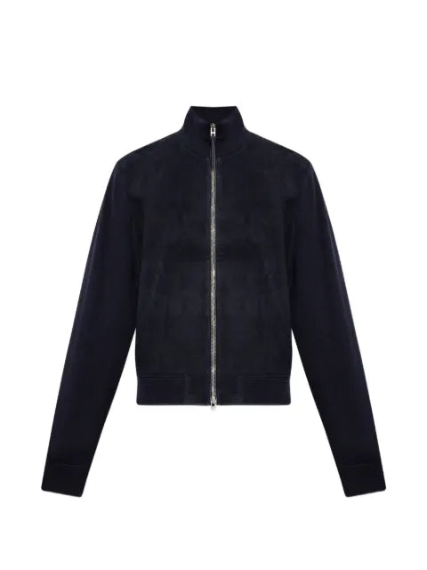 TOM FORD suede front merino full zip CARDIGAN