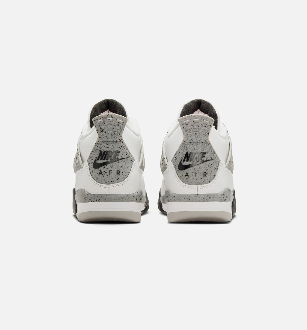 Air Jordan 4 Retro White Cement Big Kids' Sneakers - Summit White / Fire Red / Cement Grey / Black