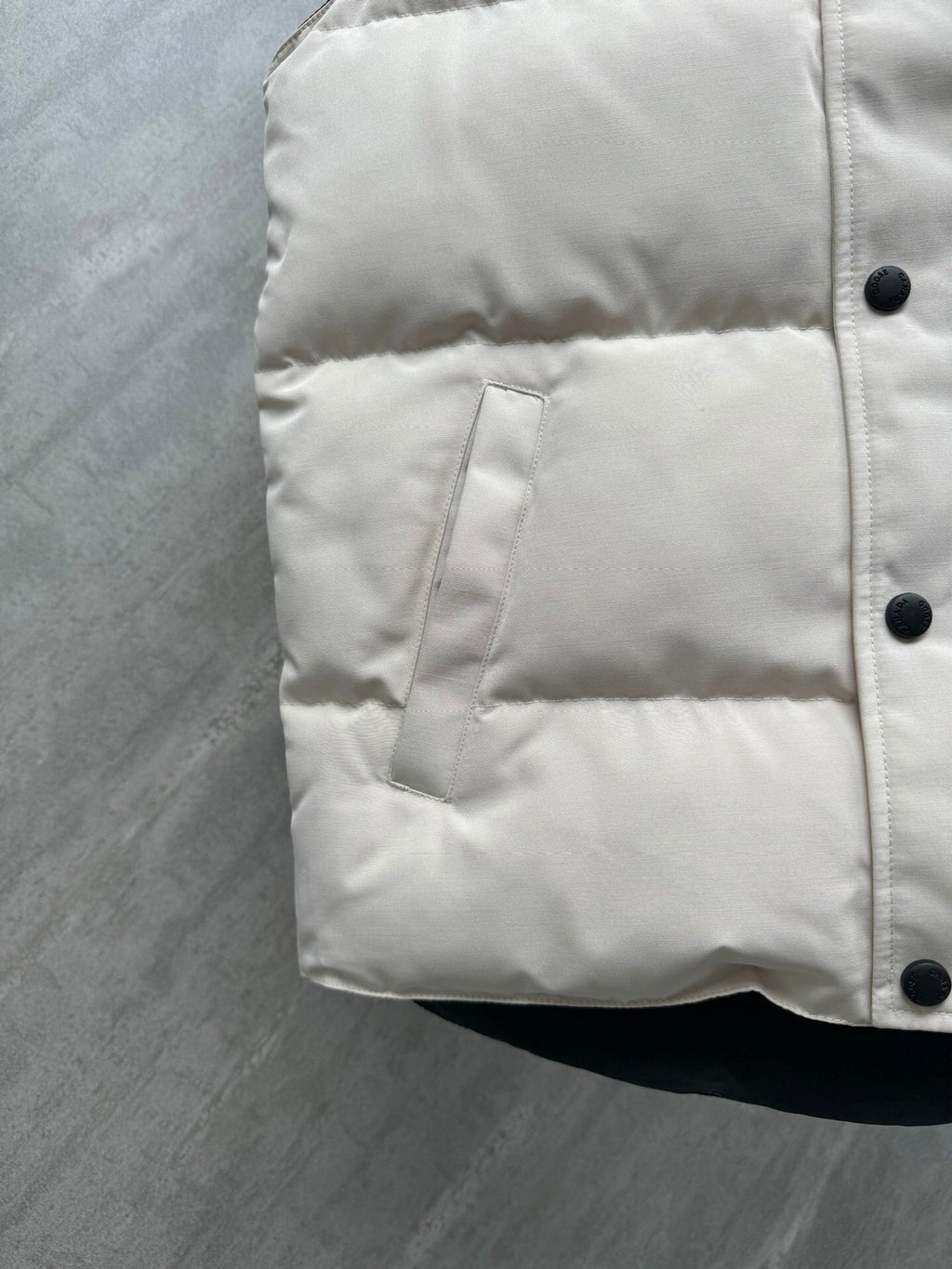 Canada Goose Puffer Vest in Off-White with Stand Collar