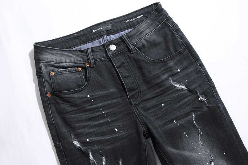 Purple Brand Black Paint Splatter Distressed Jeans