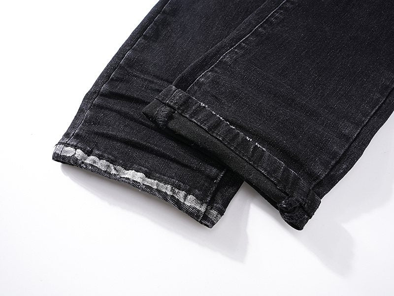 Purple Brand Black Distressed Tapered Jeans