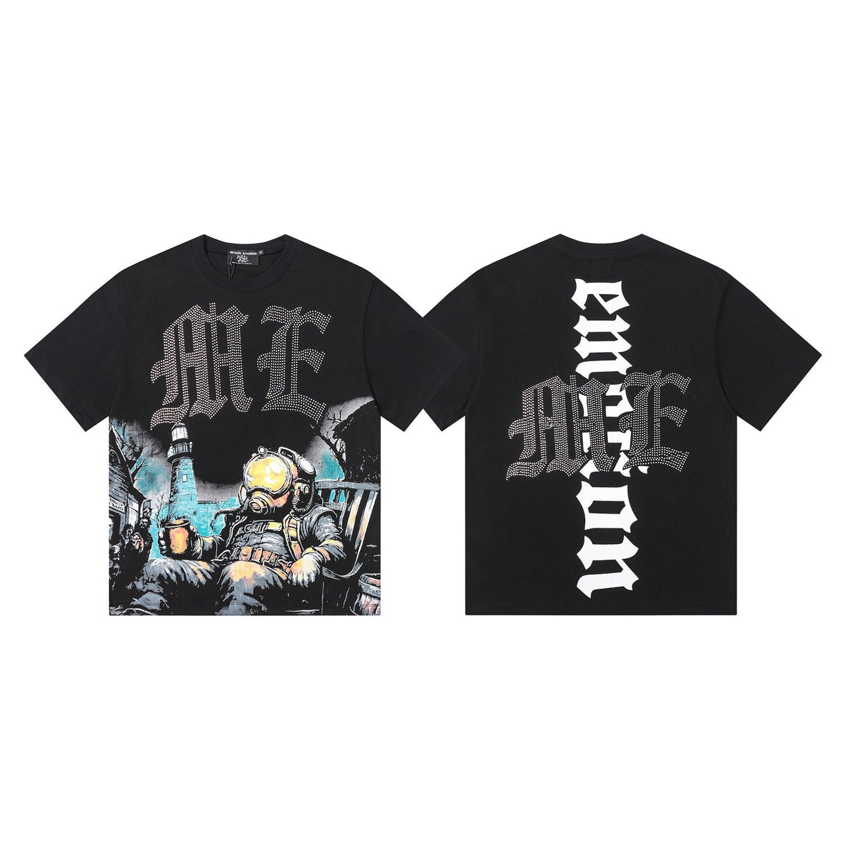 MIXED EMOTION Rhinestone-Style Graphic T-Shirt