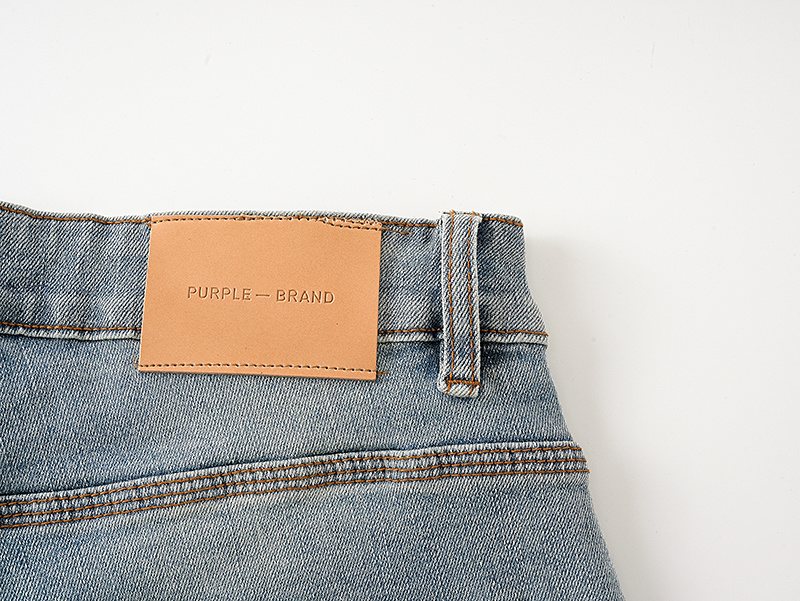 Purple Brand Light Blue Raw Hem Denim Shorts