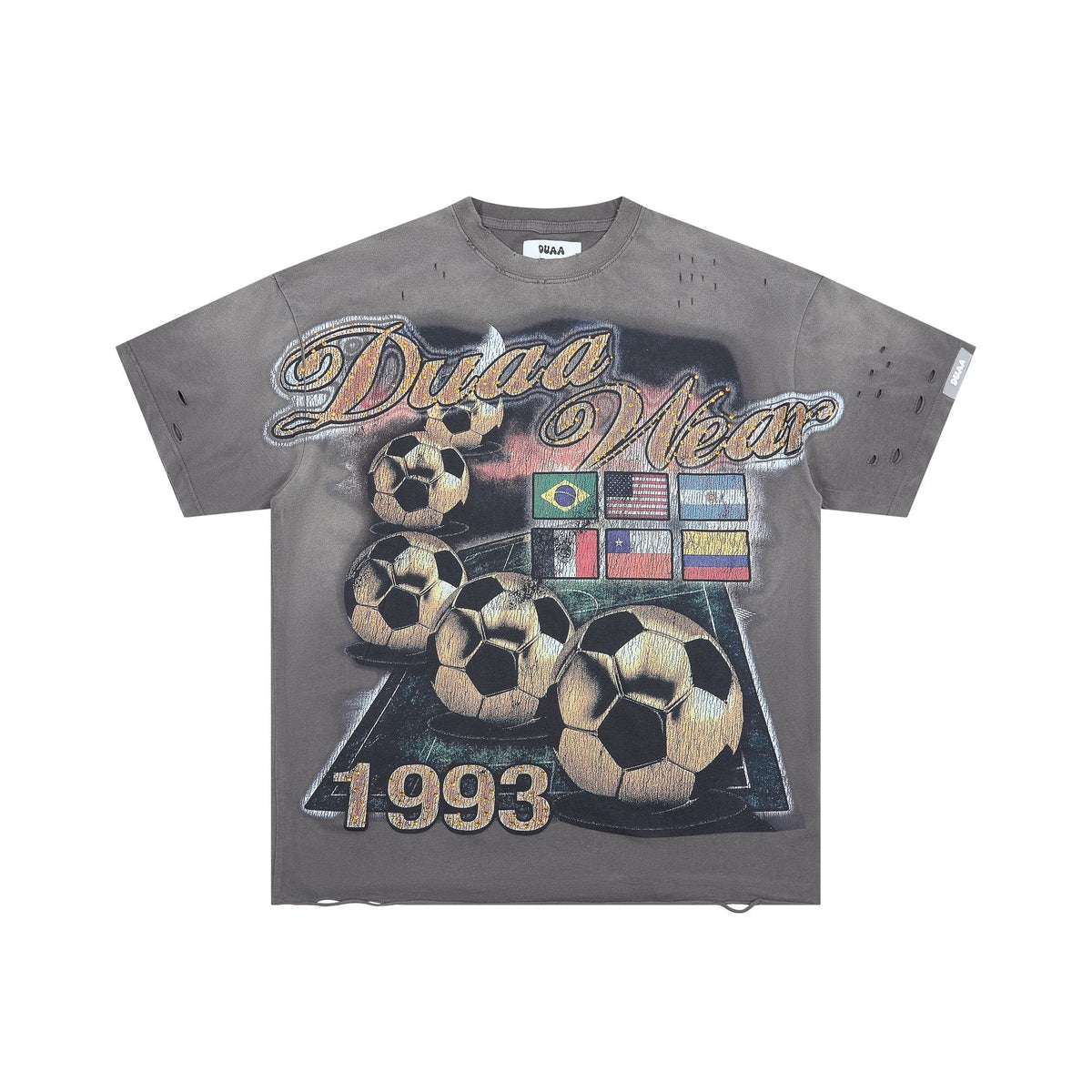 DUAA WC 93 Soccer Flag Distressed Graphic T-Shirt