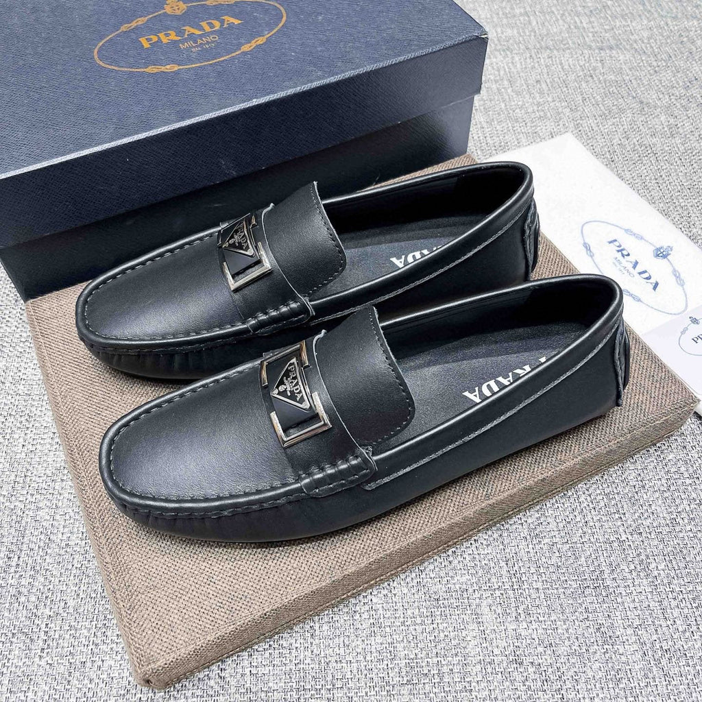 Prada Men's Black Leather Loafers