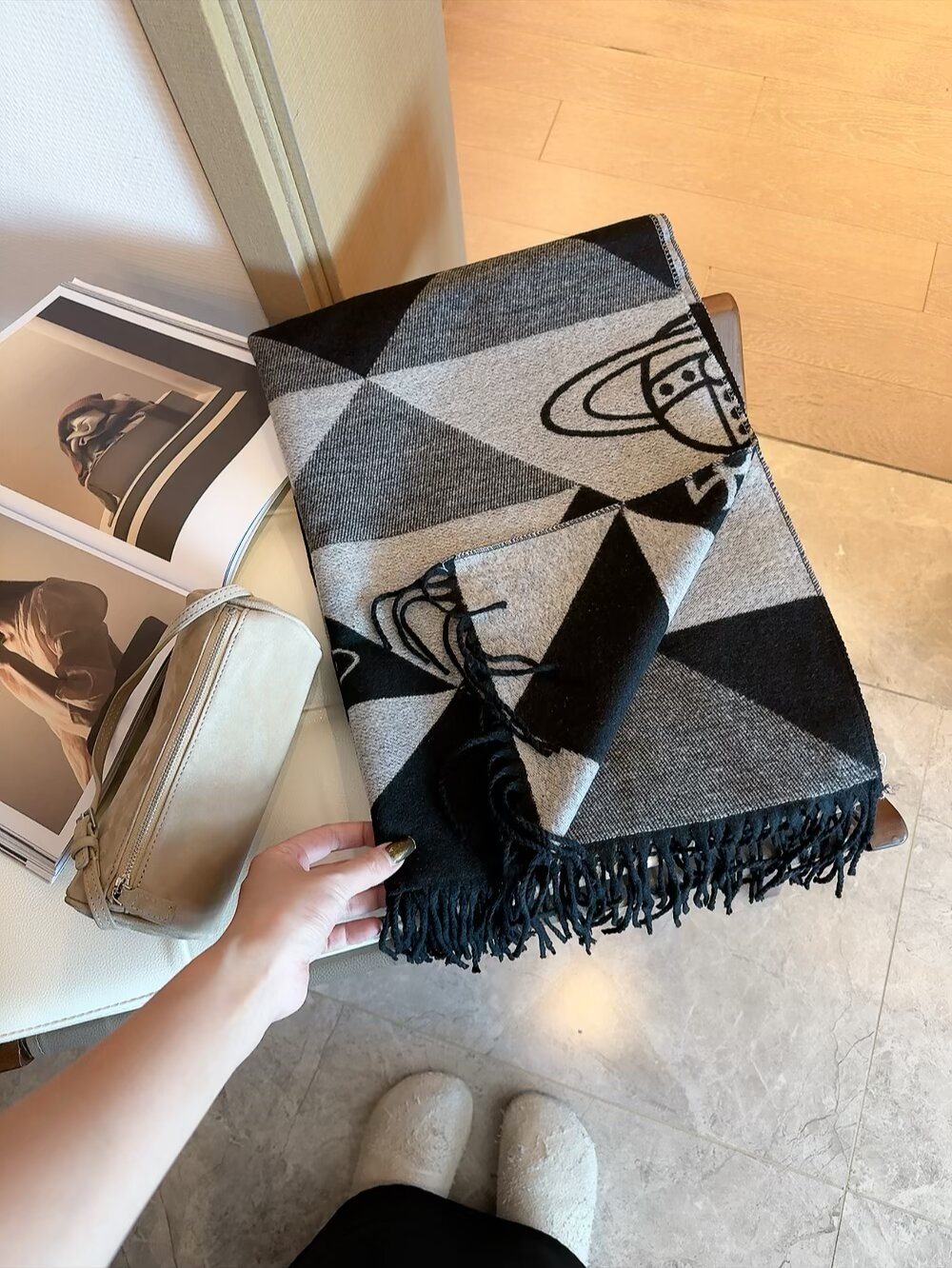 Vivienne Westwood Blush Pink Geometric Scarf