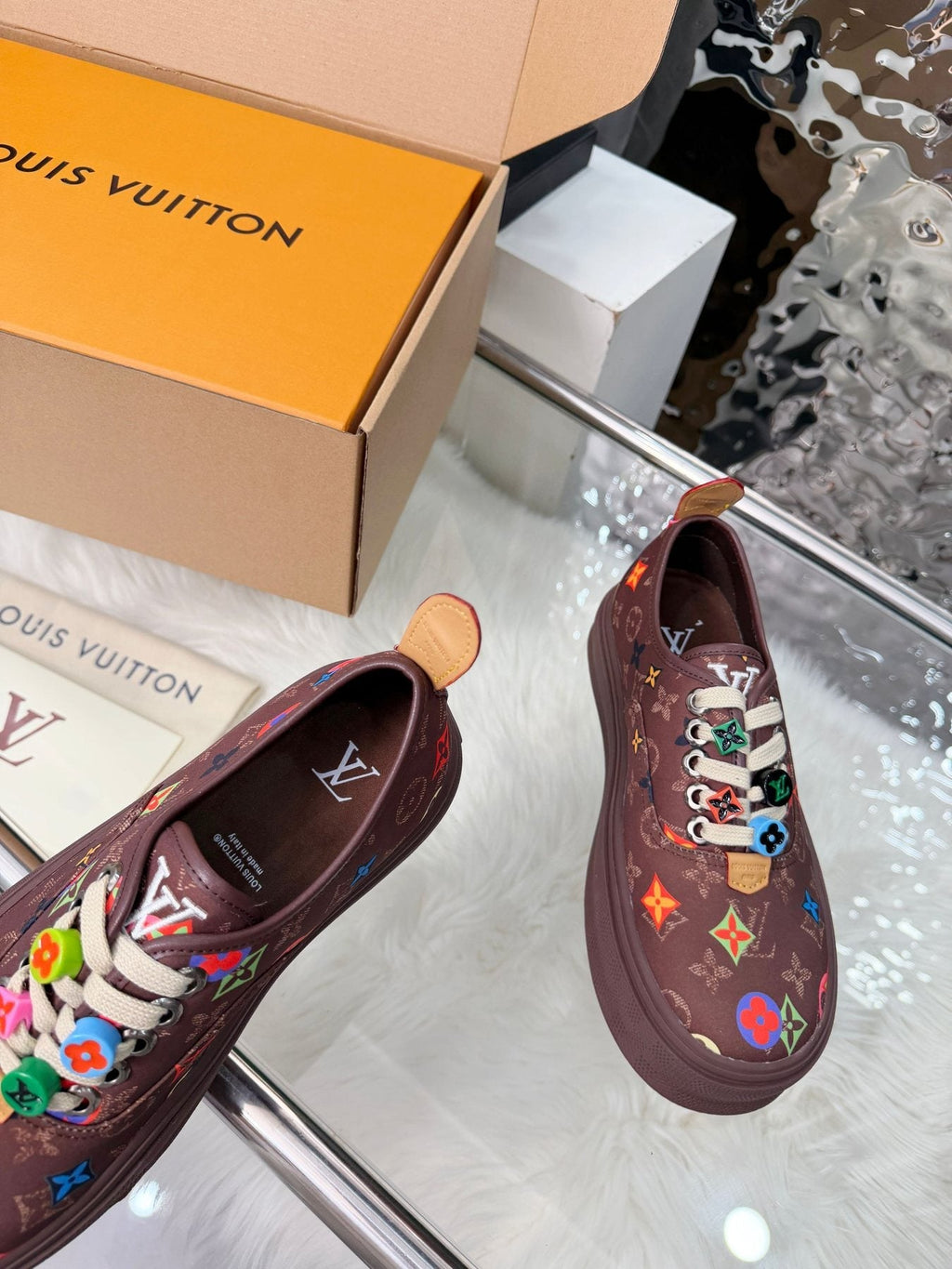 Louis Vuitton Burgundy Motif Low-Top Sneakers