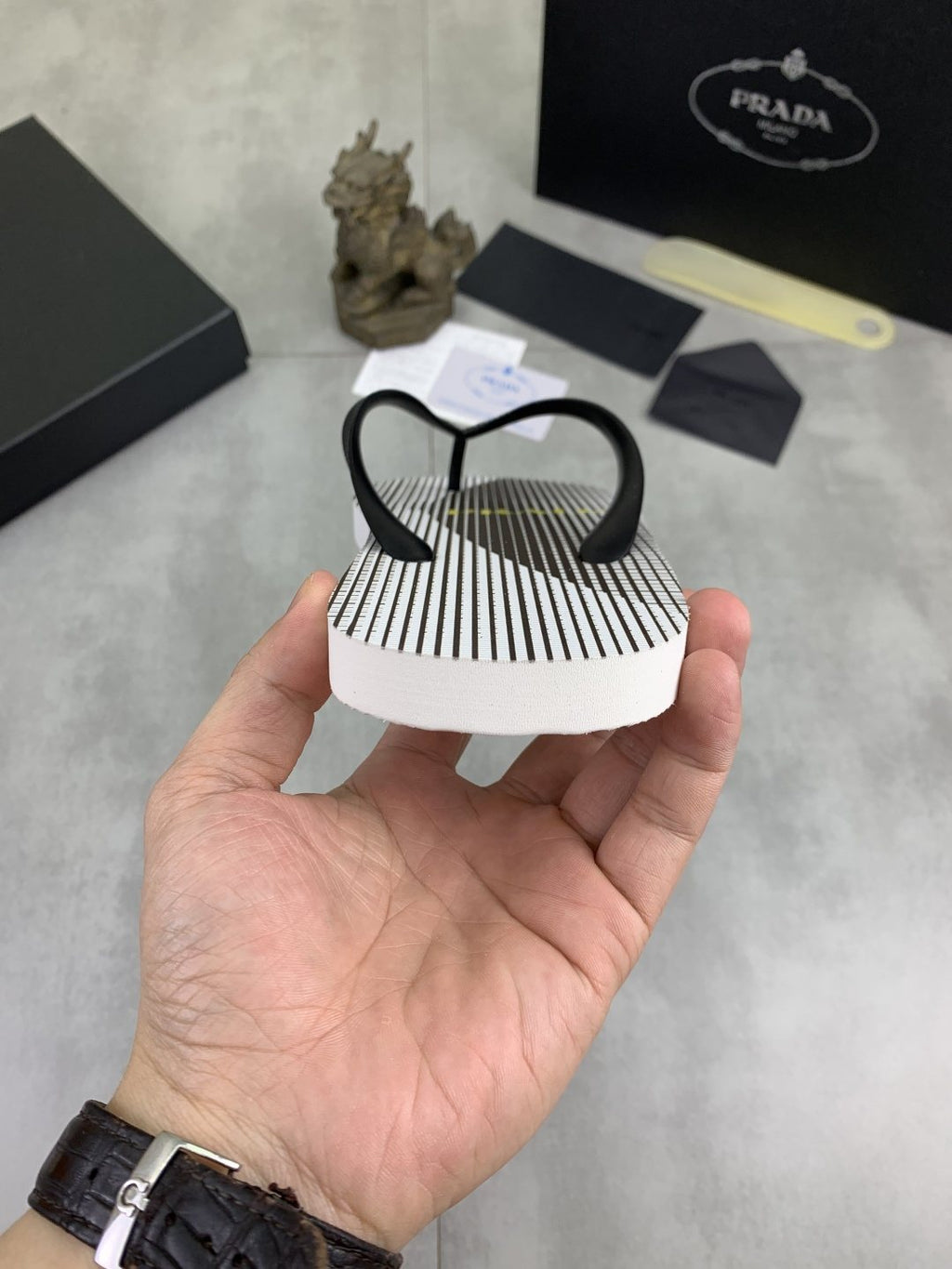 Prada Striped Thong Flip-Flops