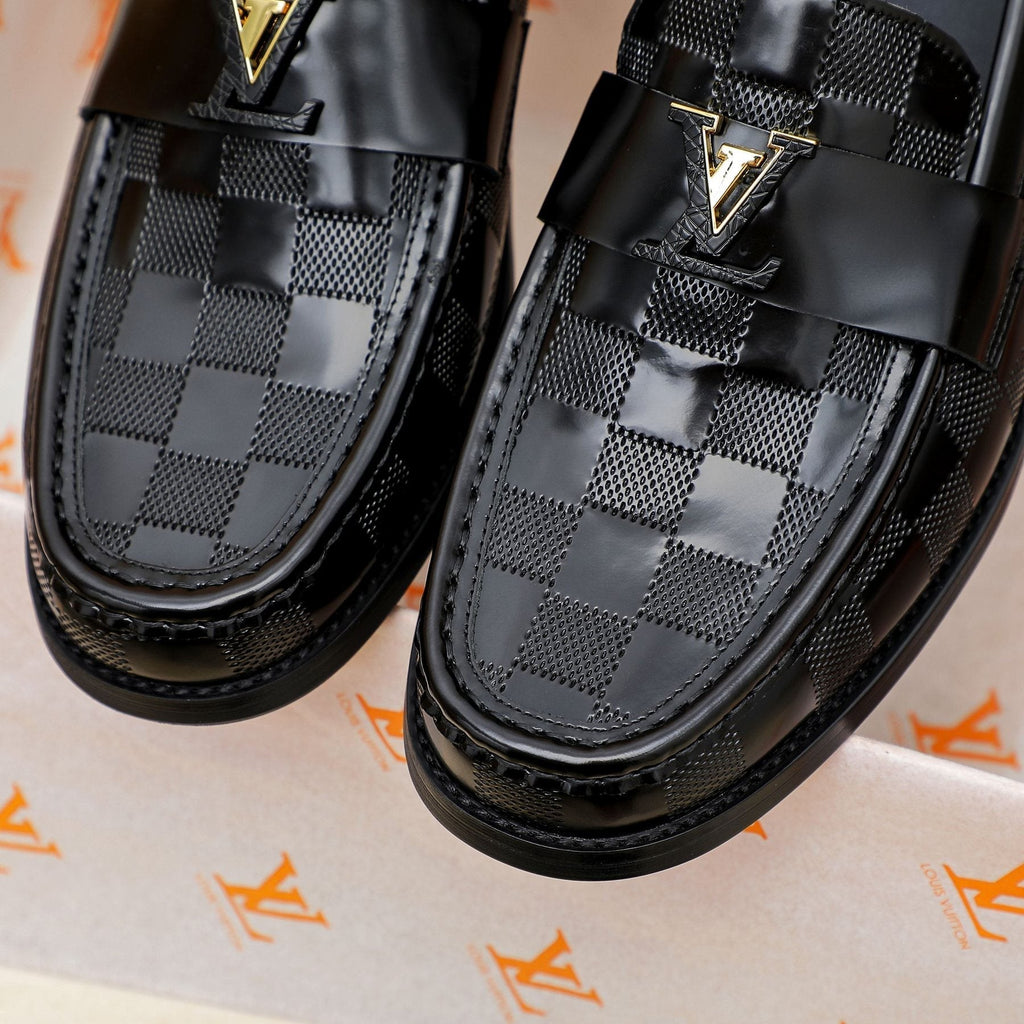 Louis Vuitton Men's Black Woven Leather Loafers