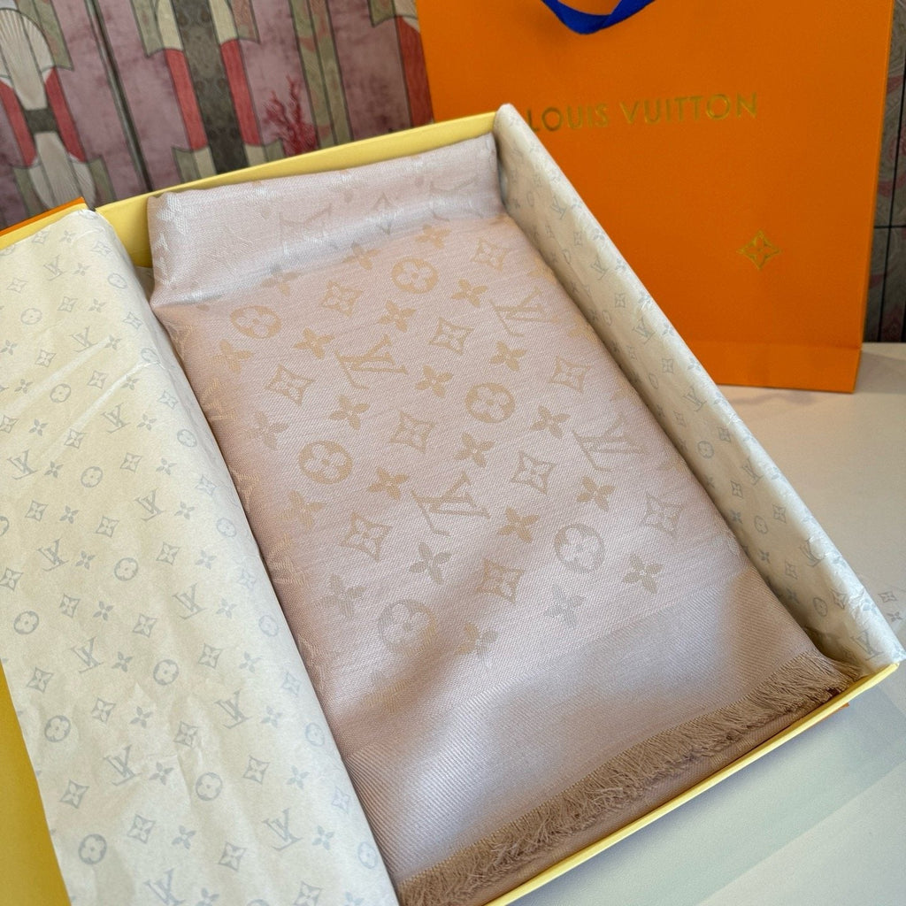 Louis Vuitton Blush Pink Fringed Scarf