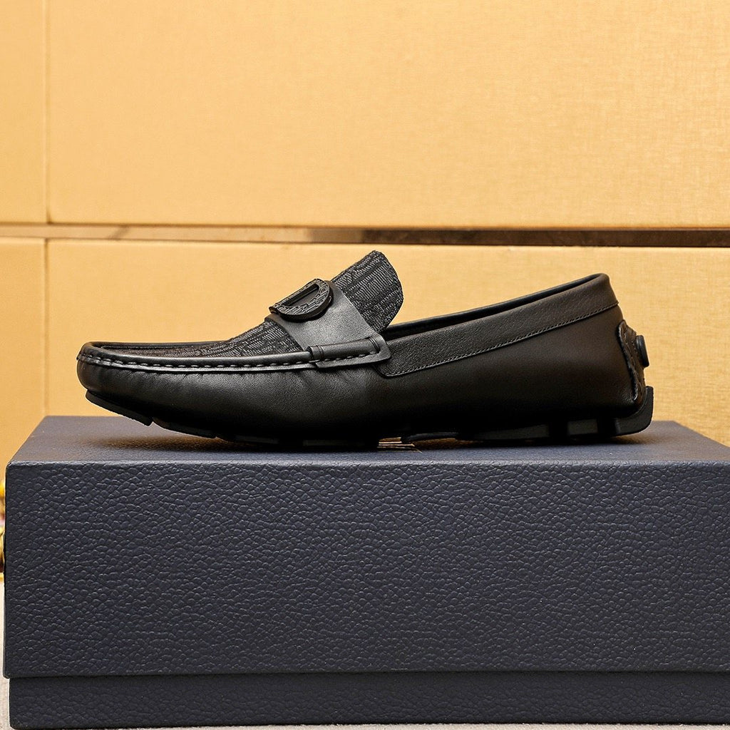 Dior Black Embossed Buckle Loafers