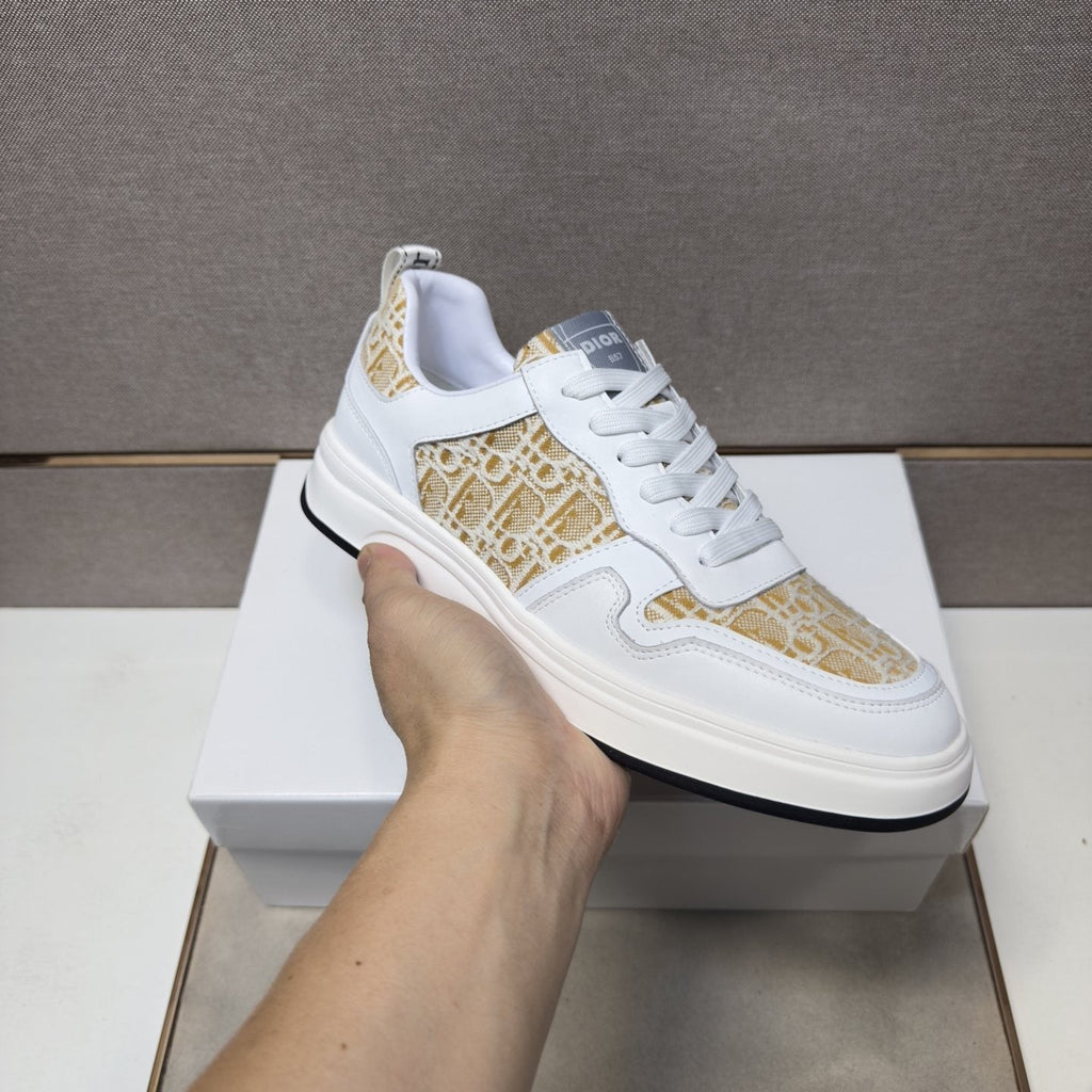 Dior Men's Patterned Panel Low-Top Sneakers