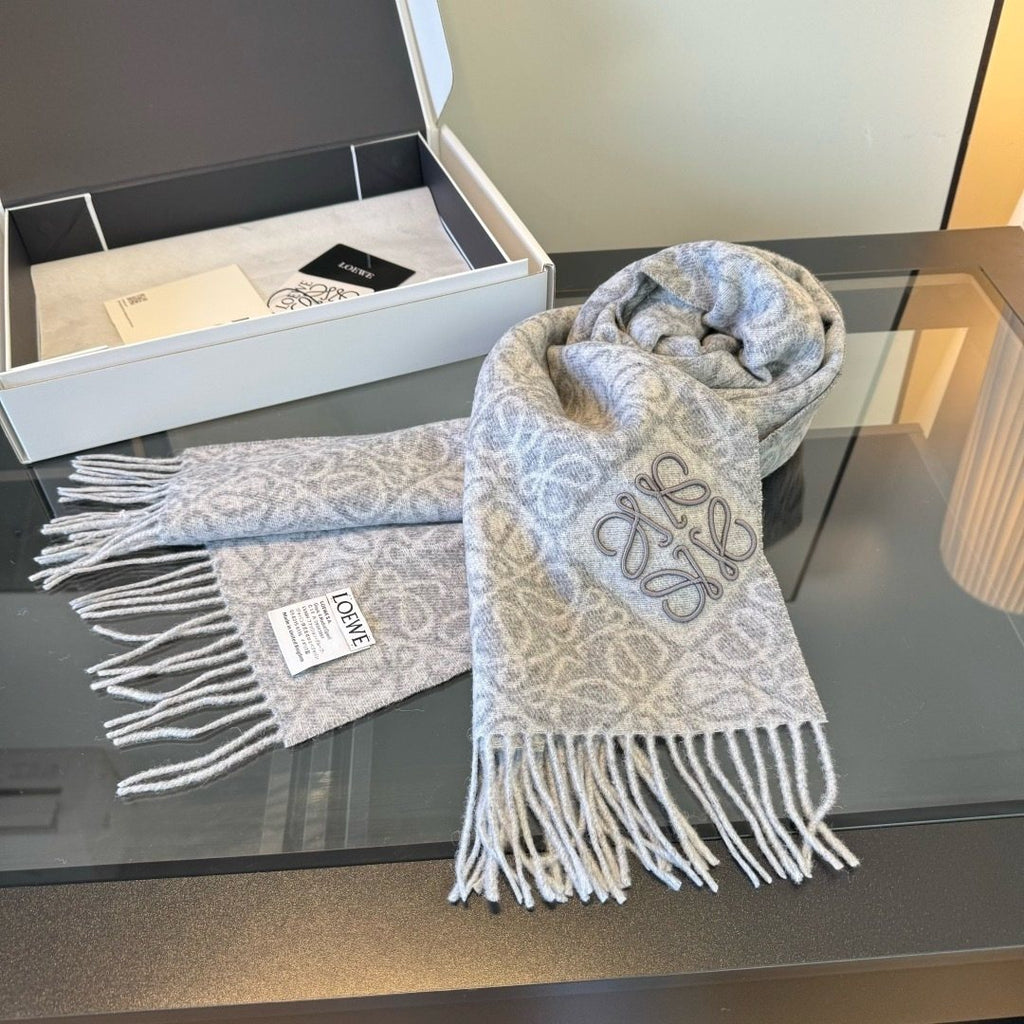 Loewe Patterned Fringed Scarf