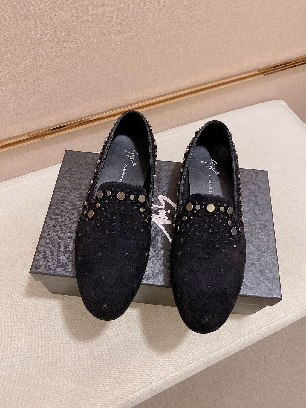 Giuseppe Zanotti Men's Black Studded Slip-On Shoes