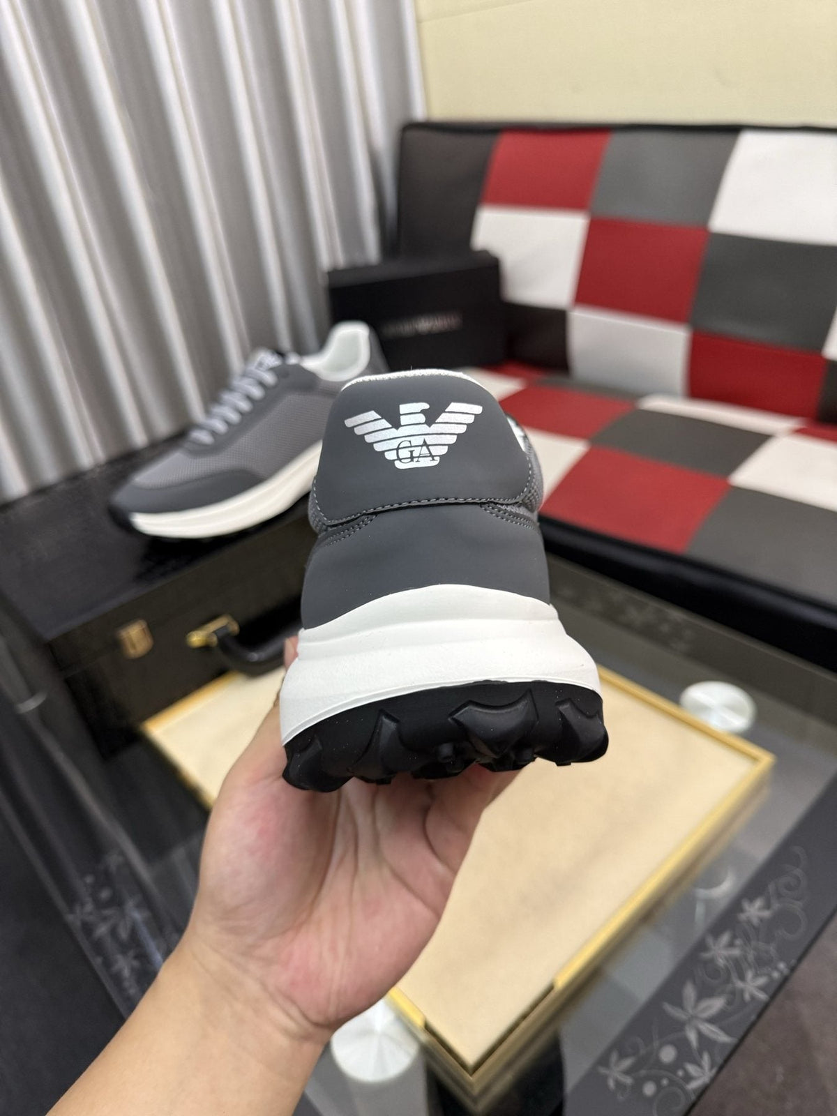 Armani Textured Low-Top Sneakers