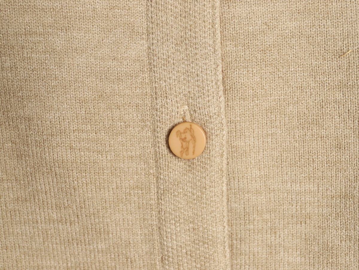 Burberry Check-Cuff Button-Front Cardigan - Beige